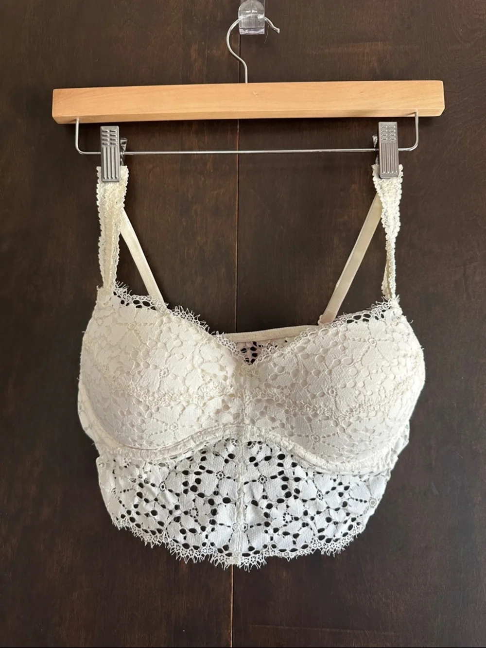 PINK Victoria's Secret Cream Lace Longline Bralette